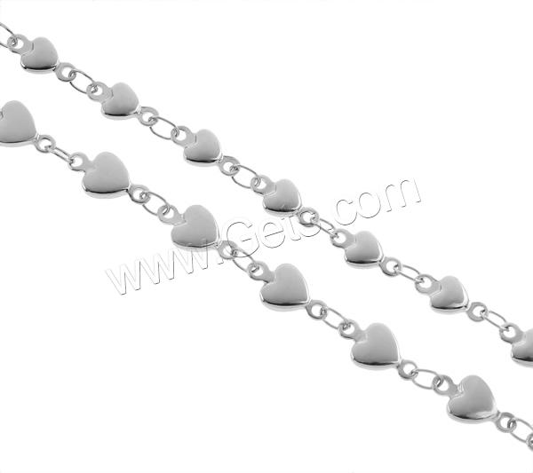 Stainless Steel Bar Chain, different size for choice & heart chain, original color, Approx 100m/Lot, Sold By Lot