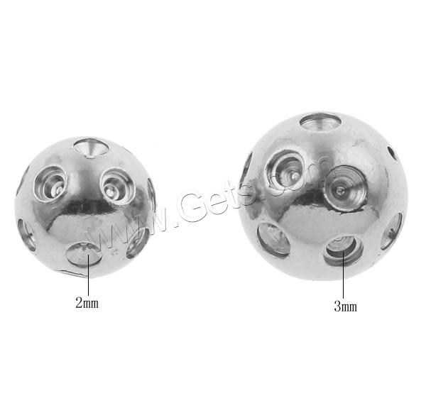 Stainless Steel Beads Setting, Round, different size for choice & half-drilled, original color, Hole:Approx 1mm, Sold By PC