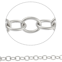 Cadena del collar de acero inoxidable, cadena oval, color original, 10x8x1.5mm, longitud:36 Inch, Vendido por Sarta