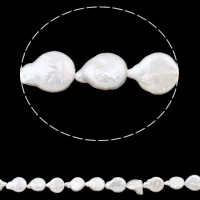 Keishi 培養した淡水の真珠, 天然有核フレッシュウォーターパール, コイン, 天然, ホワイト 穴:約 0.8mm, 長さ:約 15 インチ, 売り手 ストランド