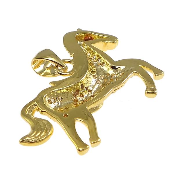 Cubic Zirconia Micro Pave Brass Pendant, Horse, plated, micro pave cubic zirconia, more colors for choice, 28x21x3.5mm, Hole:Approx 3x4mm, Sold By PC