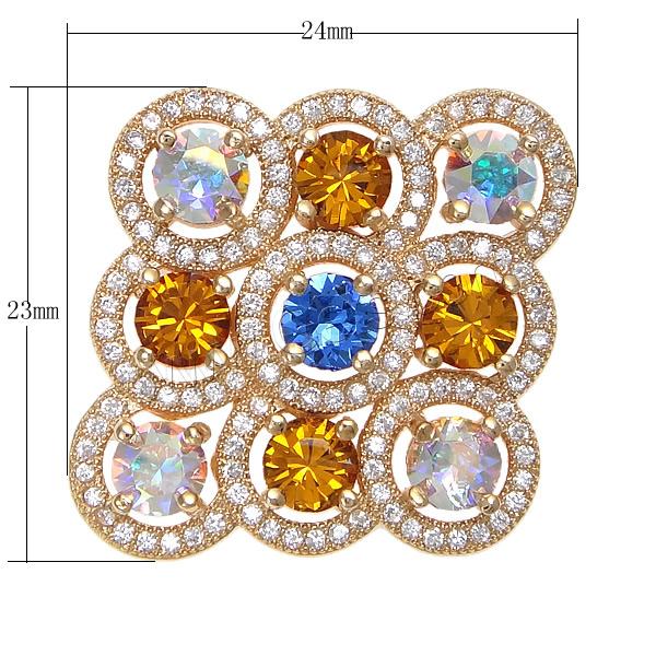 Cubic Zirconia Cabochons, Brass, Rhombus, plated, flat back & with cubic zirconia, more colors for choice, 24x23x4mm, Hole:Approx 1mm, Sold By PC