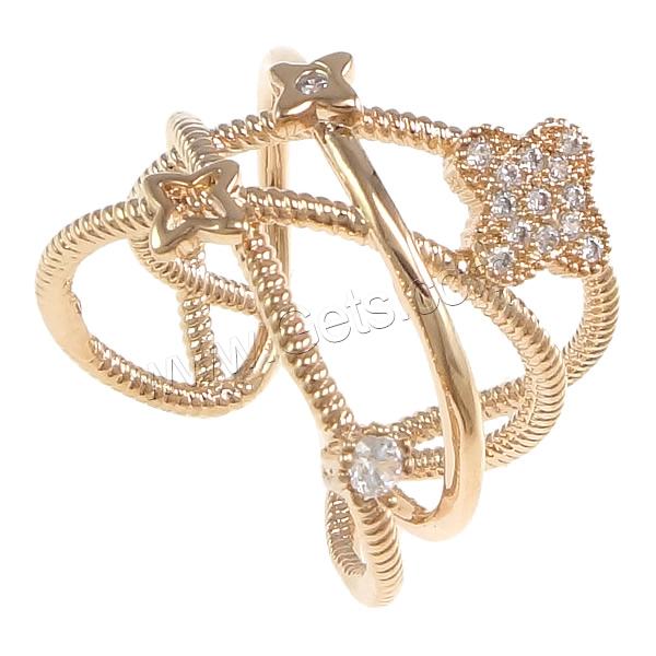 Cubic Zirconia Micro Pave Brass Finger Ring, Flower, plated, different size for choice & micro pave cubic zirconia, more colors for choice, 16mm, Sold By PC