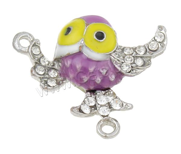 Zinc Alloy Magnetic Clasp, Bird, plated, enamel & with rhinestone & single-strand, more colors for choice, lead & nickel free, 26x23x7mm, Hole:Approx 1.5mm, Sold By PC