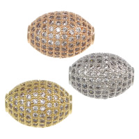 Cubic Zirconia Micro Pave Brass Beads, Oval, plated, micro pave cubic zirconia Approx 2.5mm 