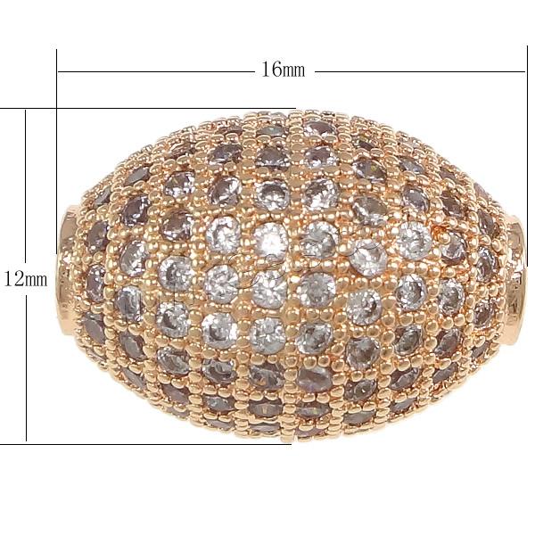 Cubic Zirconia Micro Pave Brass Beads, Oval, plated, micro pave cubic zirconia, more colors for choice, 16x12mm, Hole:Approx 2.5mm, Sold By PC