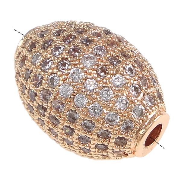 Cubic Zirconia Micro Pave Brass Beads, Oval, plated, micro pave cubic zirconia, more colors for choice, 16x12mm, Hole:Approx 2.5mm, Sold By PC