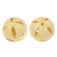 Brass Stardust Beads, Round, gold color plated, hollow, nickel, lead & cadmium free, 16mm Approx 2mm 