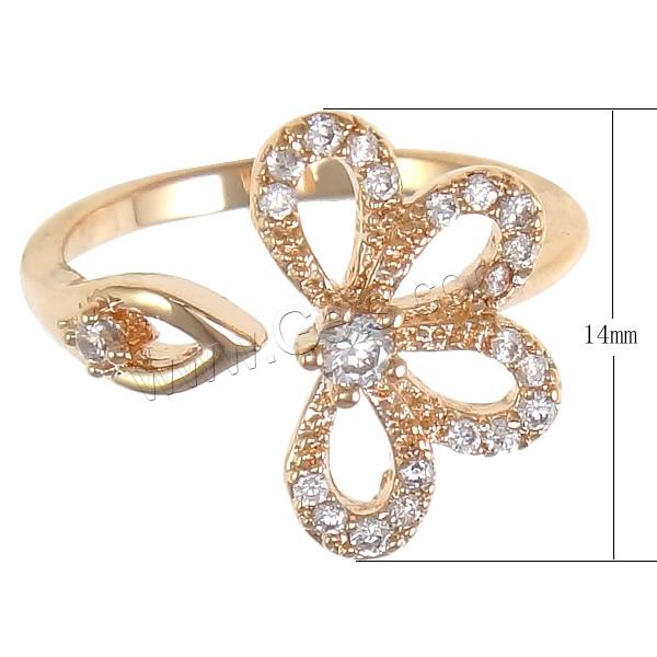 Cubic Zirconia Micro Pave Brass Finger Ring, Flower, plated, different size for choice & micro pave cubic zirconia, more colors for choice, 14mm, Sold By PC