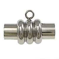 Round Stainless Steel Magnetic Clasp, 304 Stainless Steel, Column, plated, with loop Approx 5mm 