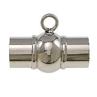 Round Stainless Steel Magnetic Clasp, 304 Stainless Steel, Lantern, plated, with loop Approx 5mm 
