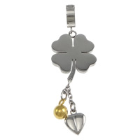 Stainless Steel Clover Pendant, 316 Stainless Steel, Four Leaf Clover, plated, with bell & two tone, 62mm Approx 6mm 