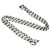 Stainless Steel Chain, with Black Agate, faceted Inch 