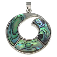 Abalone Shell Pendants, Brass, with Abalone Shell, Donut, platinum color plated Approx 