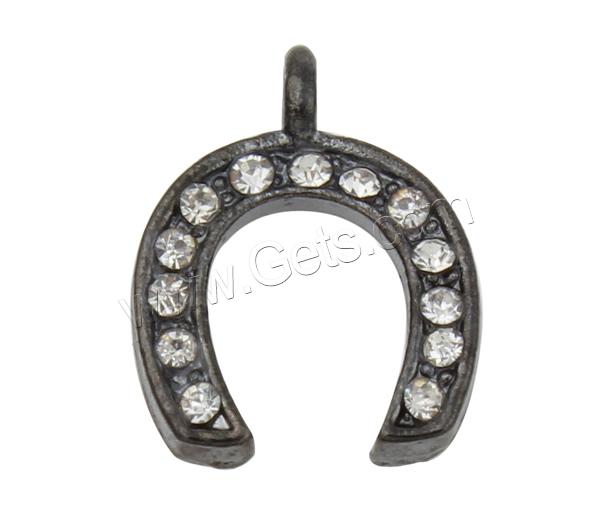 Zinc Alloy Rhinestone Pendants, Horseshoes, plated, with rhinestone, more colors for choice, lead & nickel free, 13x16x2mm, Hole:Approx 1.5mm, Sold By PC
