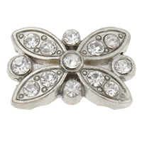 Flower Zinc Alloy Connector, plated, with rhinestone & 2/2 loop lead & nickel free Approx 1.5mm 