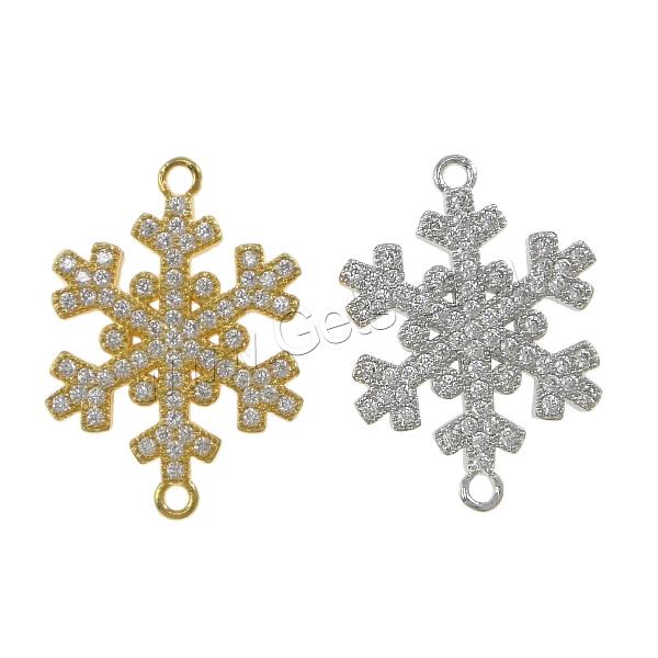 Cubic Zirconia Micro Pave Brass Connector, Snowflake, plated, micro pave cubic zirconia & 1/1 loop, more colors for choice, 18x25x2mm, Hole:Approx 1.5mm, Sold By PC