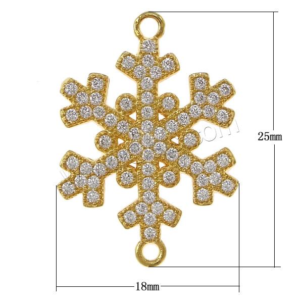 Cubic Zirconia Micro Pave Brass Connector, Snowflake, plated, micro pave cubic zirconia & 1/1 loop, more colors for choice, 18x25x2mm, Hole:Approx 1.5mm, Sold By PC