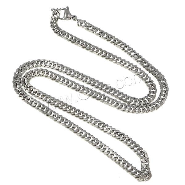 Stainless Steel Chain Necklace, 304 Stainless Steel, curb chain, original color Approx 20 Inch 