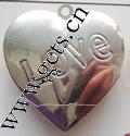 Fashion Iron Pendants, Heart, silver color plated, with extender chain, 21mm 