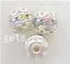 Ball Rhinestone Spacer, Brass, Round, plated, with rhinestone & hollow 6mm Approx 1mm 