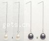 Perlas cultivadas de agua dulce Pendientes con Colgantes, plata esterlina pendiente de cordel, Gota, más colores para la opción, 9-10mm, longitud:2.2 Inch, Vendido por Par