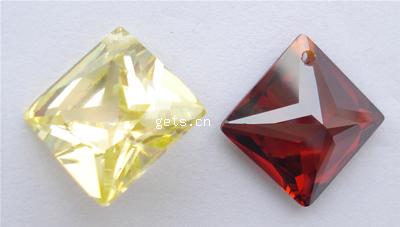 Cubic Zirconia Jewelry Pendants, Rhombus, machine polishing & faceted, more colors for choice, 10x10x6mm, Sold By PC