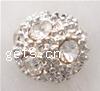 Strass Messing Perlen, rund, plattiert, mit Strass, keine, 8mm, Bohrung:ca. 2mm, 100PCs/Tasche, verkauft von Tasche