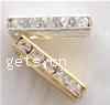 Rectangle Rhinestone Spacer, Brass, plated  & with rhinestone Grade A 