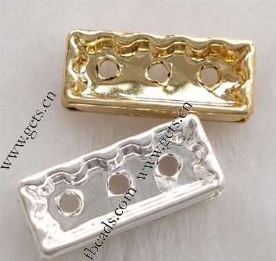 Rectangle Rhinestone Spacer, Brass, plated, 3-strand & with rhinestone, more colors for choice, Grade A, 19x8x4mm, Sold By PC