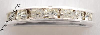 La mitad Ronda Puente Rhinestone Spacer, metal, Luna, chapado, con diamantes de imitación & 2-sarta, más colores para la opción, Grado A, 19x8x3mm, Vendido por UD
