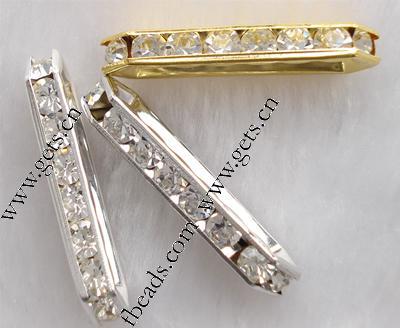 Bridge Rhinestone Spacer, Brass, plated, 5-strand & with rhinestone, more colors for choice, Grade A, 35x9x5mm, Sold By PC