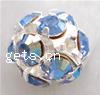 Ball Rhinestone Spacer, Brass, Round, plated, with rhinestone & hollow 12mm Approx 2mm 
