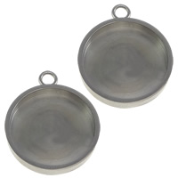 Stainless Steel Pendant Setting, 304 Stainless Steel, Flat Round, plated Approx 2mm, Inner Approx 16mm 