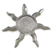 Stainless Steel Pendant Setting, 316 Stainless Steel, Sun, plated Approx Inner Approx 8mm 