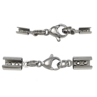 Stainless Steel Lobster Claw Cord Clasp, with cord tip original color 