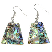 Abalone Shell Earring, Brass, with White Shell & Abalone Shell, Trapezium, platinum color plated, mosaic, nickel, lead & cadmium free, 47mm 