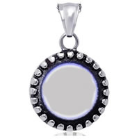 Sterling Silver Pendant Setting, 925 Sterling Silver, Flat Round, plated 36mm, 3mm Approx 4mm, Inner Approx 30mm 