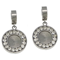 Stainless Steel Pendant Setting, 304 Stainless Steel, Flat Round, plated, with rhinestone 35mm Approx 6mm 