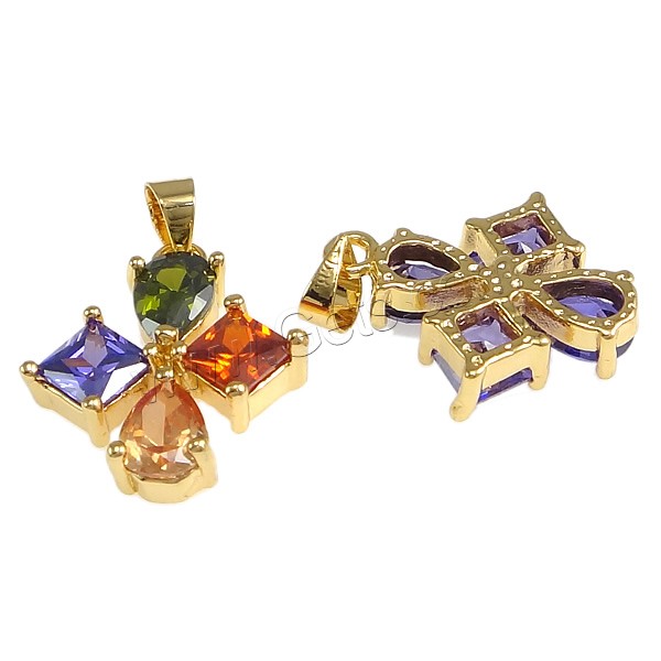 Crystal Brass Pendants, with Crystal, Flower, plated, faceted, more colors for choice, nickel, lead & cadmium free, 17x20x4mm, Hole:Approx 4x5mm, Sold By PC