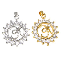 Cubic Zirconia Brass Pendants, Flower, plated, with cubic zirconia nickel, lead & cadmium free Approx 
