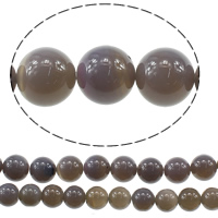 Natürliche graue Achat Perlen, Grauer Achat, rund, Weitere Größen für Wahl, Bohrung:ca. 1-1.5mm, Länge:ca. 15.5 ZollInch, verkauft von Strang