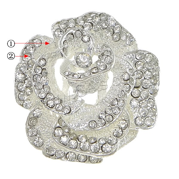 Zinc Alloy Bracelet Findings, Flower, plated, different size for choice & 3-hole & with rhinestone, more colors for choice, nickel, lead & cadmium free, Hole:Approx 5x3mm, 7x4mm, Sold By PC