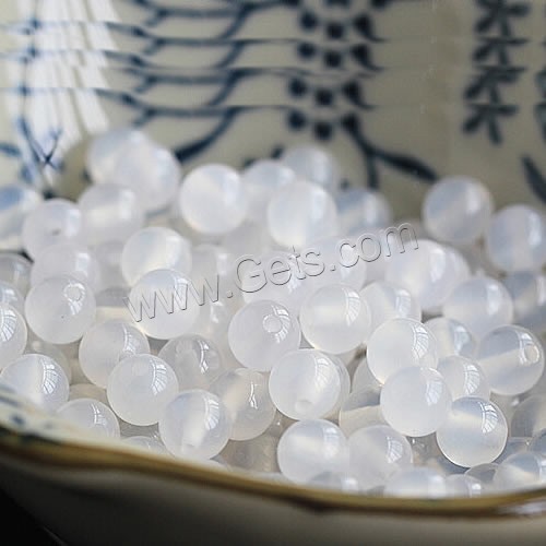 Perle Agate blanche naturelle, Rond, normes différentes pour le choix, année AAAAA, Vendu par PC