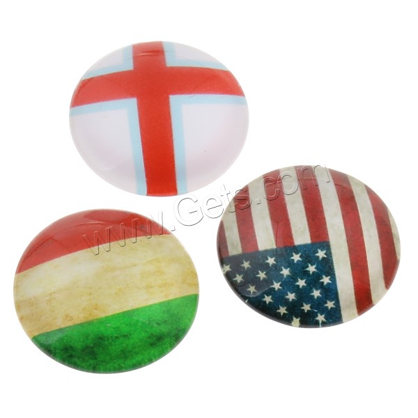 Time Gem Cabochon, Glass, Flat Round, national flag design & different size for choice & flat back & decal, more colors for choice, 1000PCs/Bag, Sold By Bag