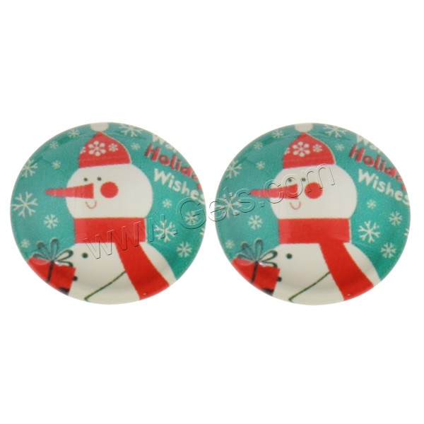 Christmas Cabochon, Glass, Flat Round, Christmas jewelry & different size for choice & flat back & decal, more colors for choice, 1000PCs/Bag, Sold By Bag