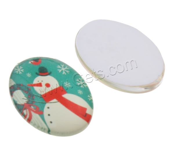 Christmas Cabochon, Glass, Flat Oval, Christmas jewelry & different size for choice & flat back & decal, more colors for choice, 1000PCs/Bag, Sold By Bag