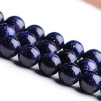 Blaue Goldstein Perlen, blauer Goldsand, rund, verschiedene Größen vorhanden, verkauft von PC