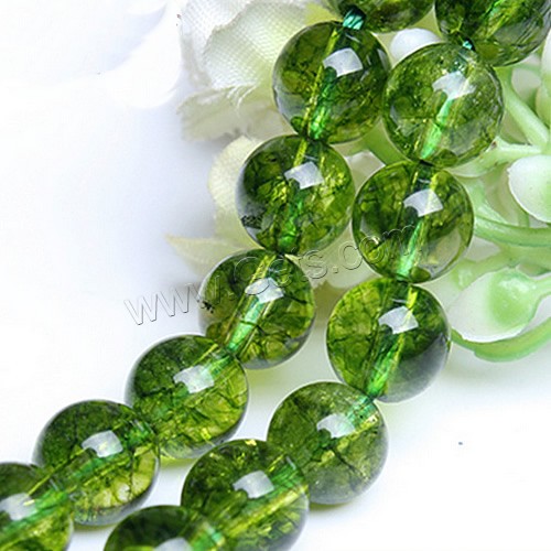 Abalorios de Cristal Craquelado, Vidrio, Esférico, diverso tamaño para la opción, verde, Vendido por UD