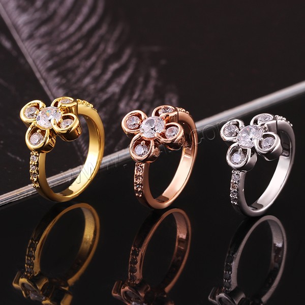 Brass, Flower, plated, different size for choice & with cubic zirconia, more colors for choice, 15x14mm, Sold By PC